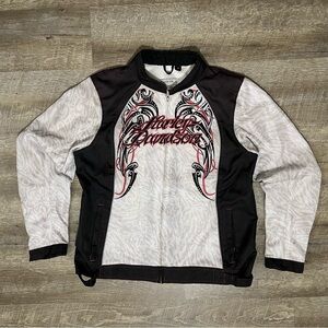 Harley Davidson Women’s Motorcycle Jacket Black PINK TRIBAL Graphic XL Y2K READ